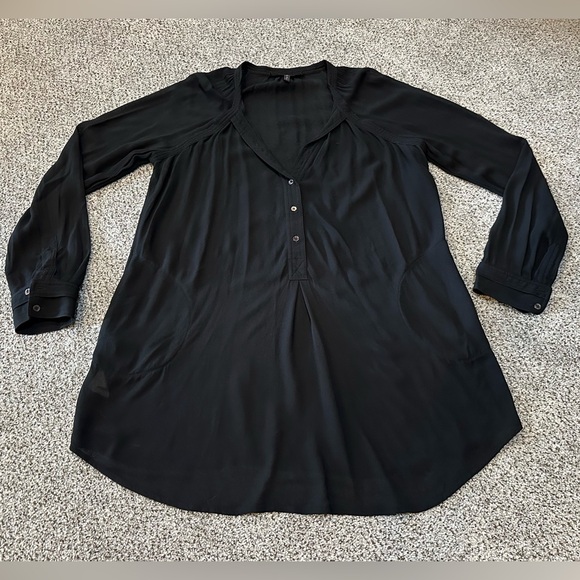 BCBG MAX AZRIA S Navy Blue Tunic Top Dress Rayon Crepe Relaxed R $198 - Picture 1 of 15